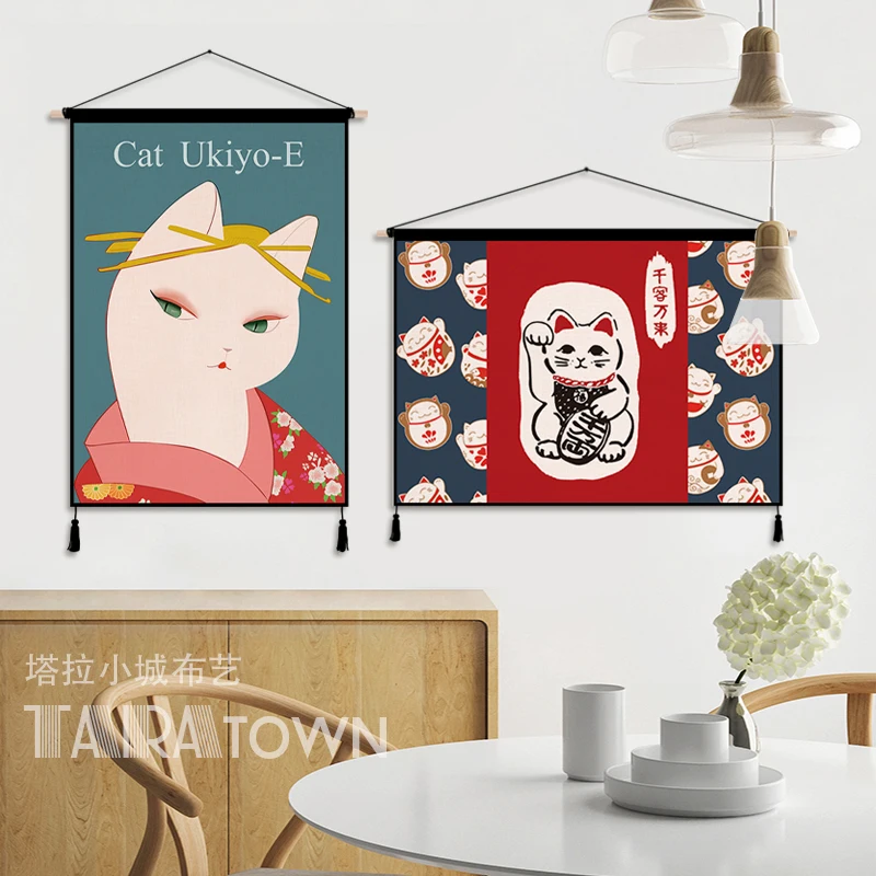 Japanese Lucky Cat Cloth Art A - Japanese Restaurant Lifestyle incelemesi ve fiyatı