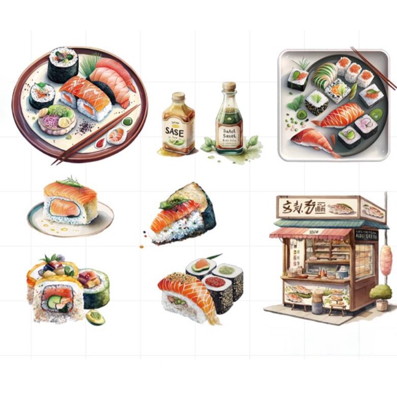 Japanese Food Sushi Sticker 3D - Japanese Restaurant Lifestyle incelemesi ve fiyatı